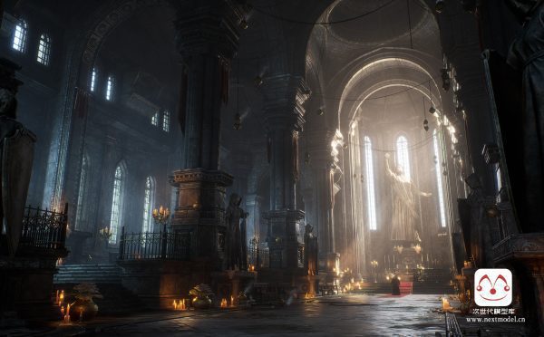 AAA级欧洲古代大教堂游戏场景环境模型