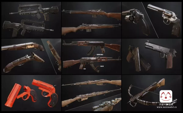 AAA级FPS第一人称生存类射击游戏枪械道具模型+动画模板
