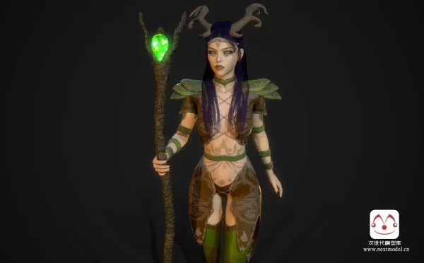 森林精灵女性德鲁伊游戏角色模型