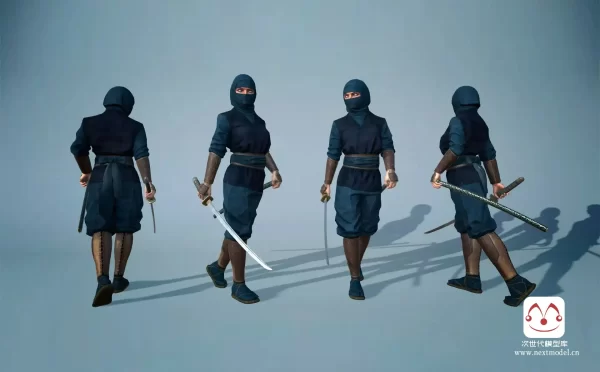 高质量的日本武士女忍者游戏角色模型