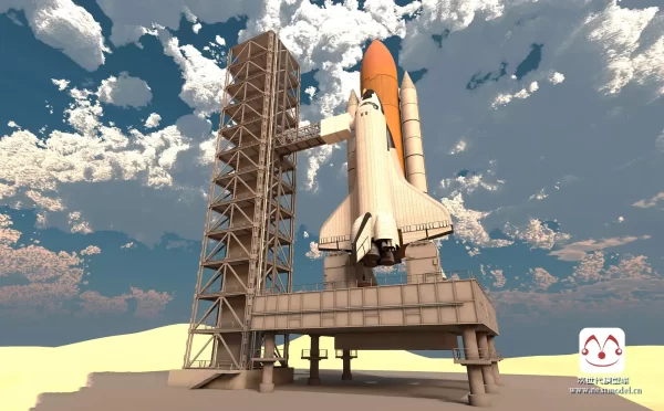 模块化设计美国航天飞机火箭发射塔场景模型