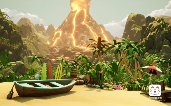 低多边形风格的热带环境资源包