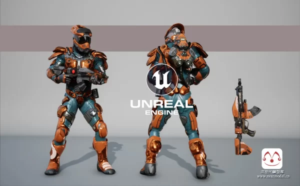 全副武装的未来科幻士兵角色模型