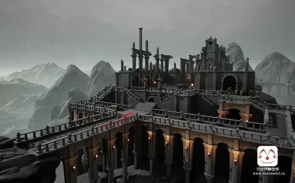 幻想RPG暗黑游戏模块化城堡内外部环境场景