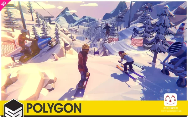低多边形雪地场景模型包