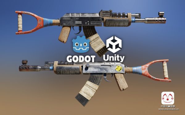 废土风格AK47步枪模型-Unity、Godot资源
