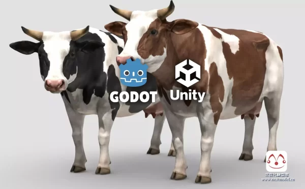 写实风格牛动物家畜角色带动画模型-Unity+Godot资产