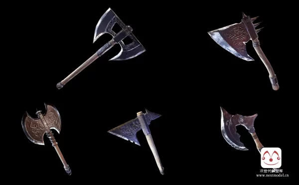 5个形态各异的斧头模型合集