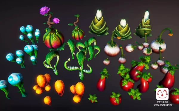奇幻游戏场景环境植物花卉孢子3d模型第2包