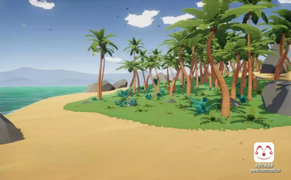 Low Poly奇幻RPG游戏热带岛屿环境模型