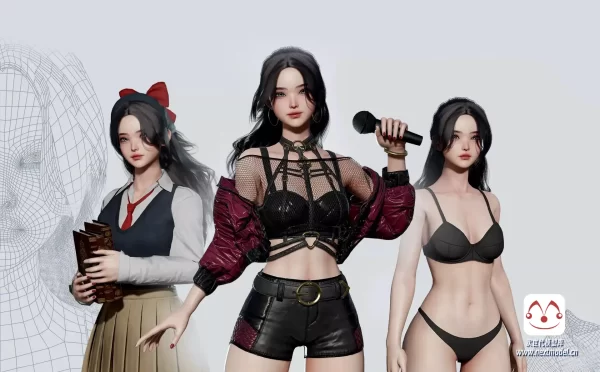 K-POP女孩Sun-3D游戏歌手角色模型-Unity资产