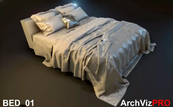 高品质现代风卧室内家具床模型