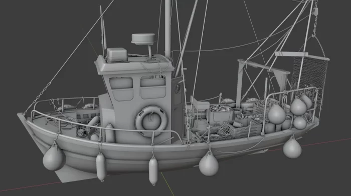 《玛莉-路易丝号》老式渔船3D模型制作全流程次世代模型库