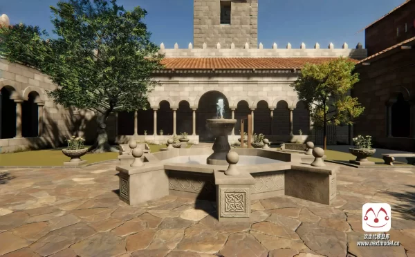 奇幻游戏中世纪宗教建筑场景环境