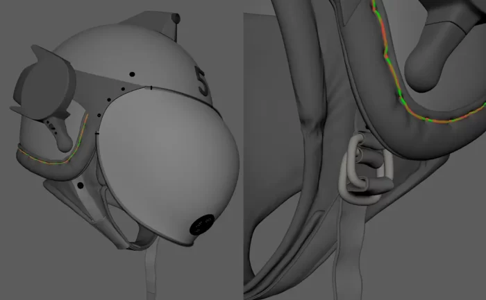 Maya中创建的百合子角色头盔模型素模效果