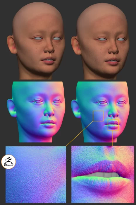 利用ZBrush、Maya和XGen重生《归来奥特曼》中百合子形象-次世代模型库
