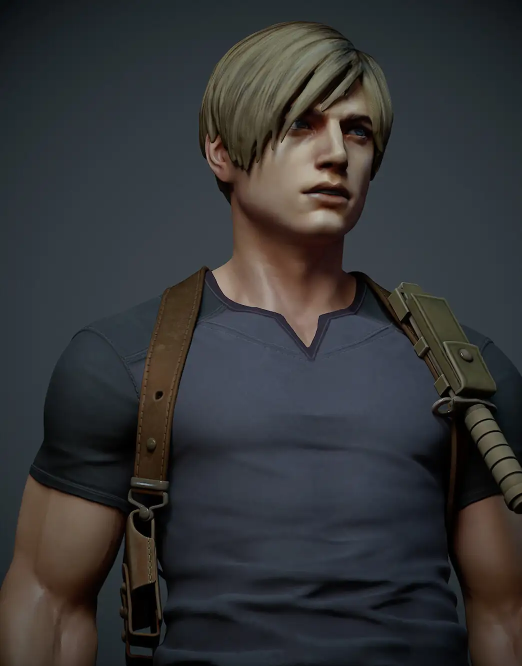 使用ZBrush与Marmoset Toolbag打造的《生化危机》角色Leon S. Kennedy-次世代模型库 《生化危机》角色Leon S. Kennedy 3D