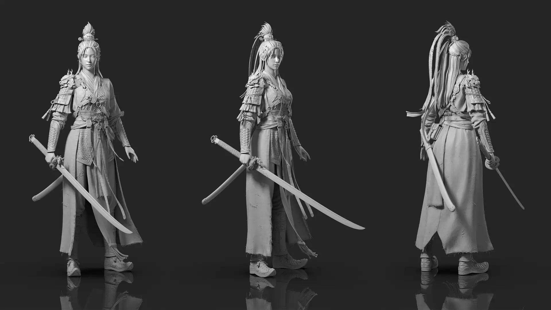 【国风惊艳】3D艺术家还原传奇女将穆桂英，细节美哭！-次世代模型库