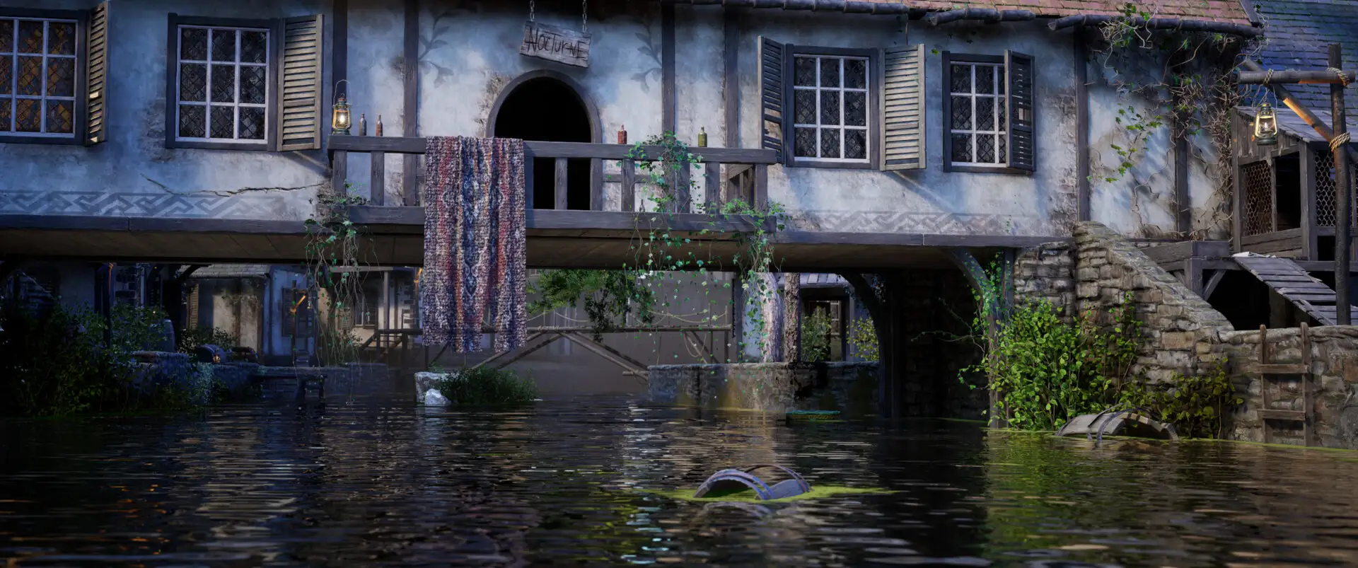 宁静河畔村庄场景！Ana Vien 使用 ZBrush & UE5 打造写实乡村风貌-次世代模型库