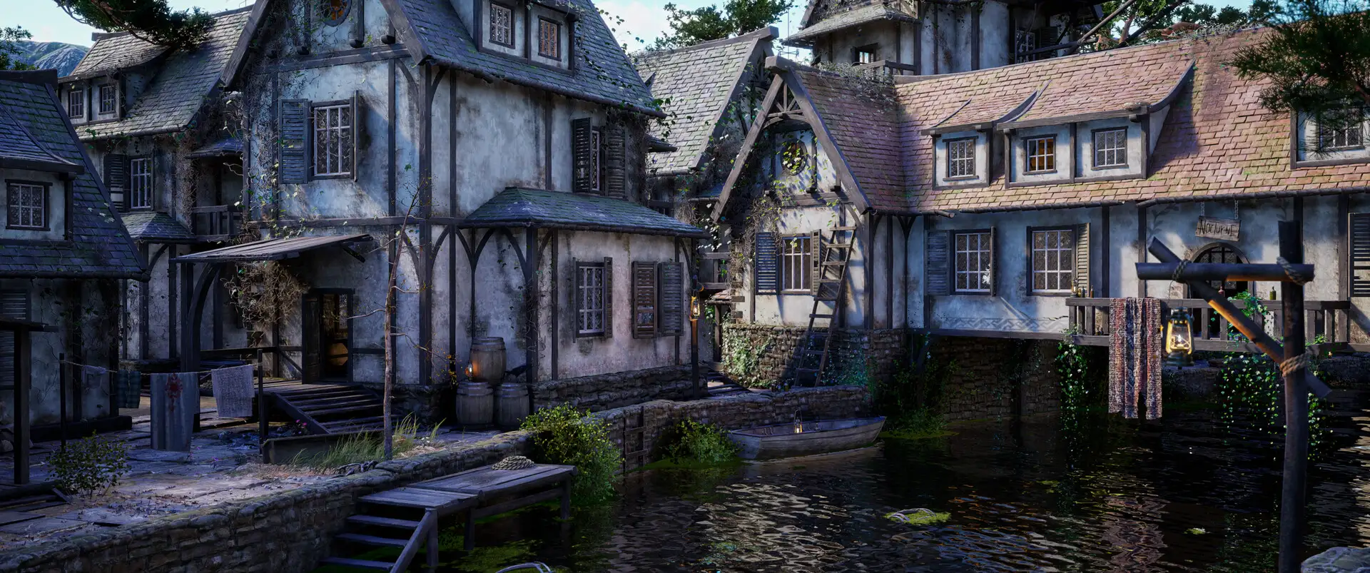 宁静河畔村庄场景！Ana Vien 使用 ZBrush & UE5 打造写实乡村风貌-次世代模型库