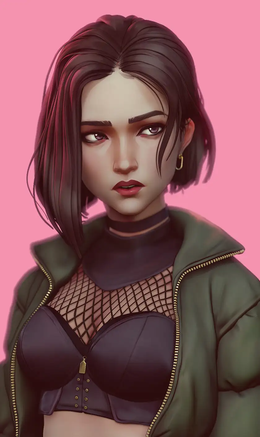 手绘风格3D女性肖像