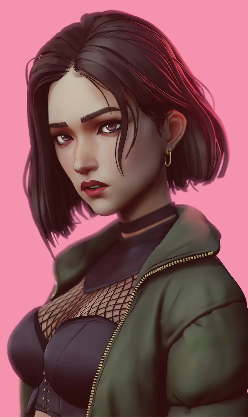 手绘风格3D女性肖像