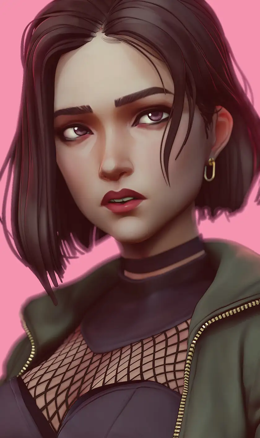 手绘风格3D女性肖像