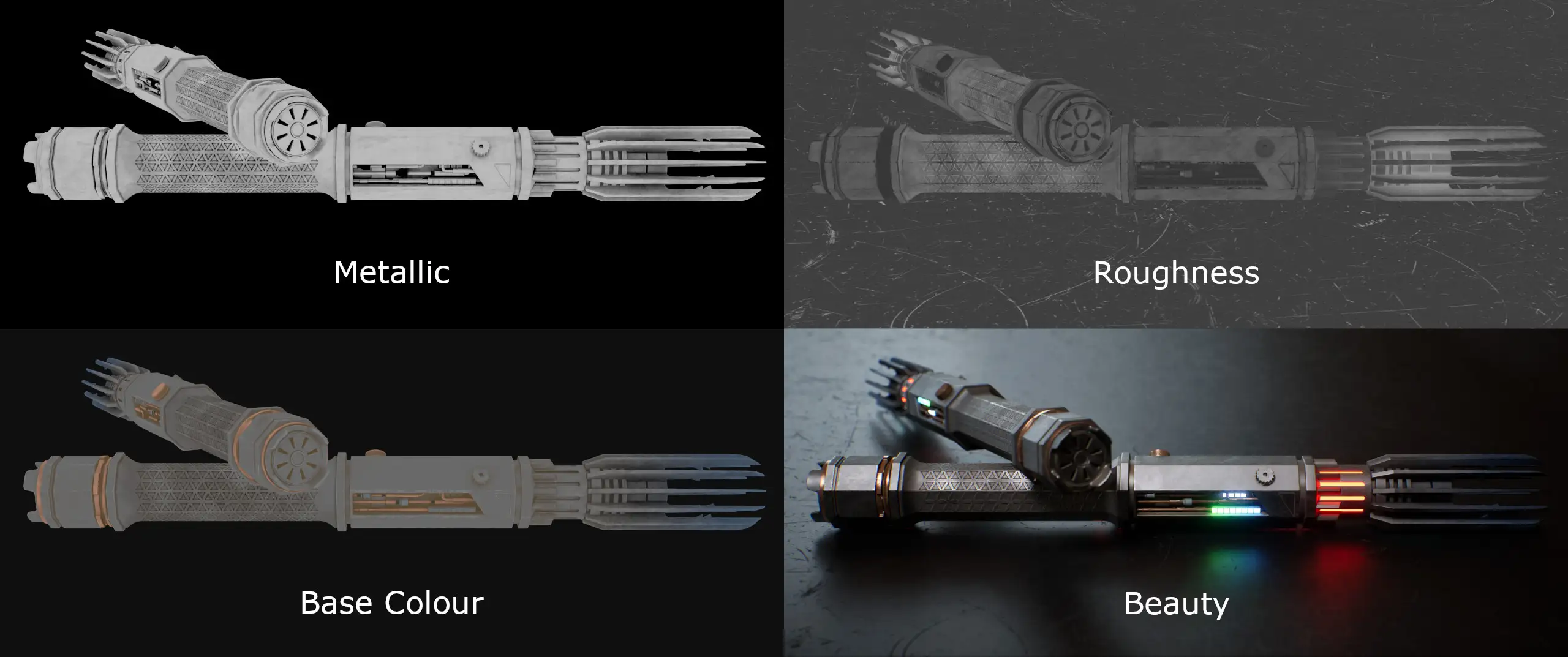 Substance 3D+UE5科幻光剑全流程:从建模到电影级渲染-次世代模型库 光剑在 Substance 3D Painter 制作材质