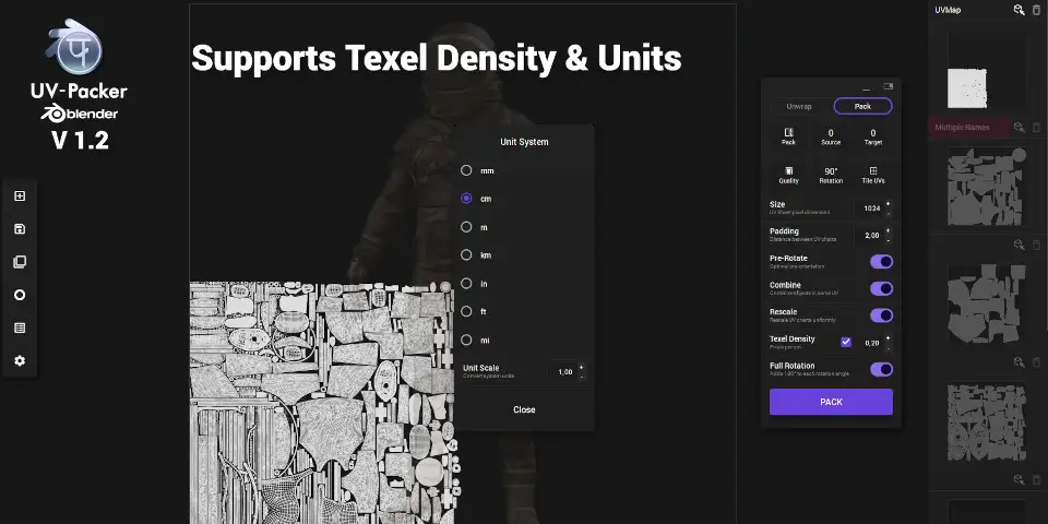 Blender 免费UV打包工具Packer-IO 1.2