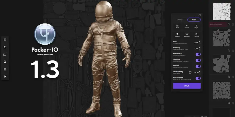 Blender 免费UV打包工具Packer-IO 1.3