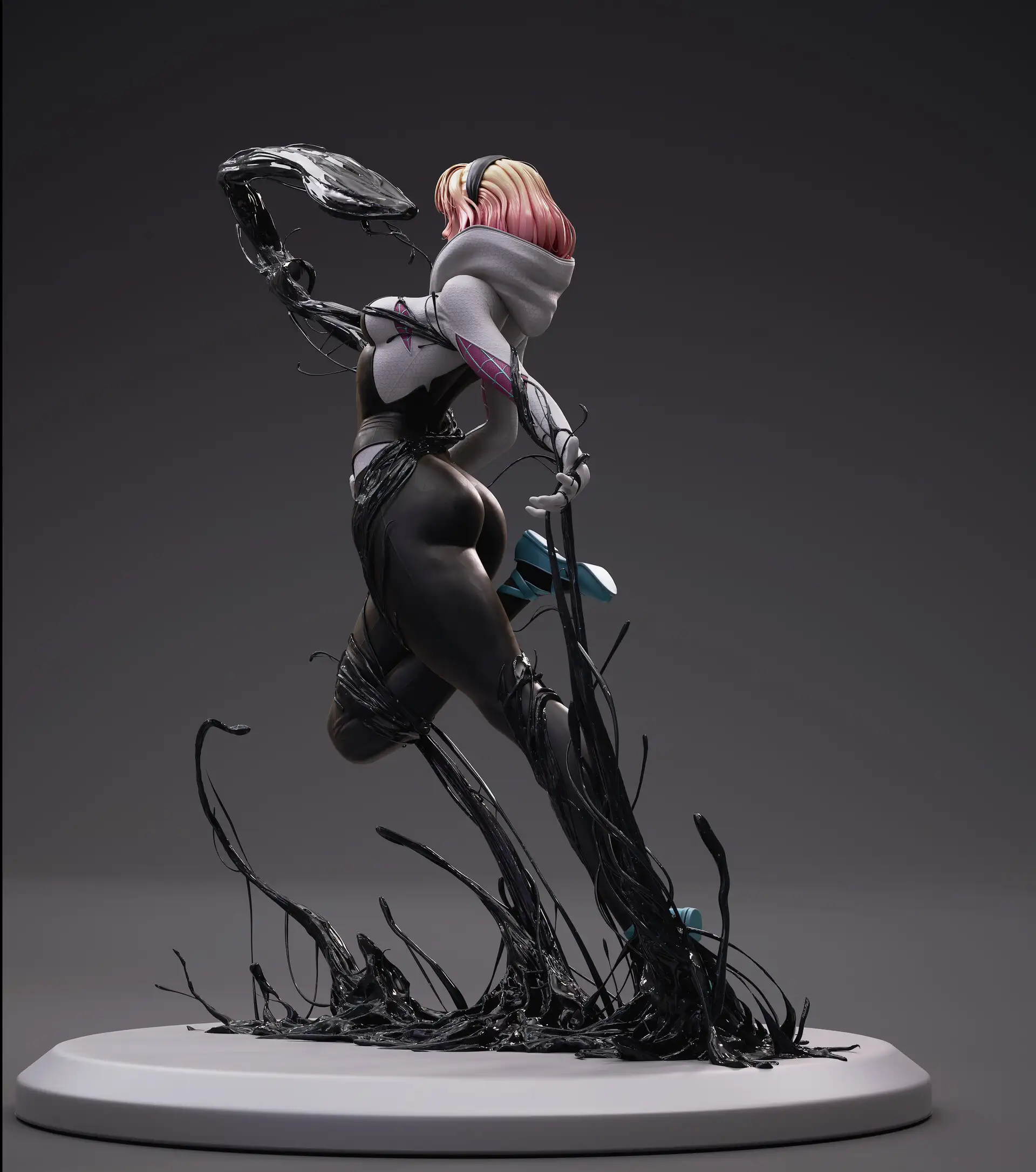 ​漫威漫画封面3D化！艺术家杨彬用ZBrush+虚幻引擎重现《蜘蛛格温与共生体》​​-次世代模型库