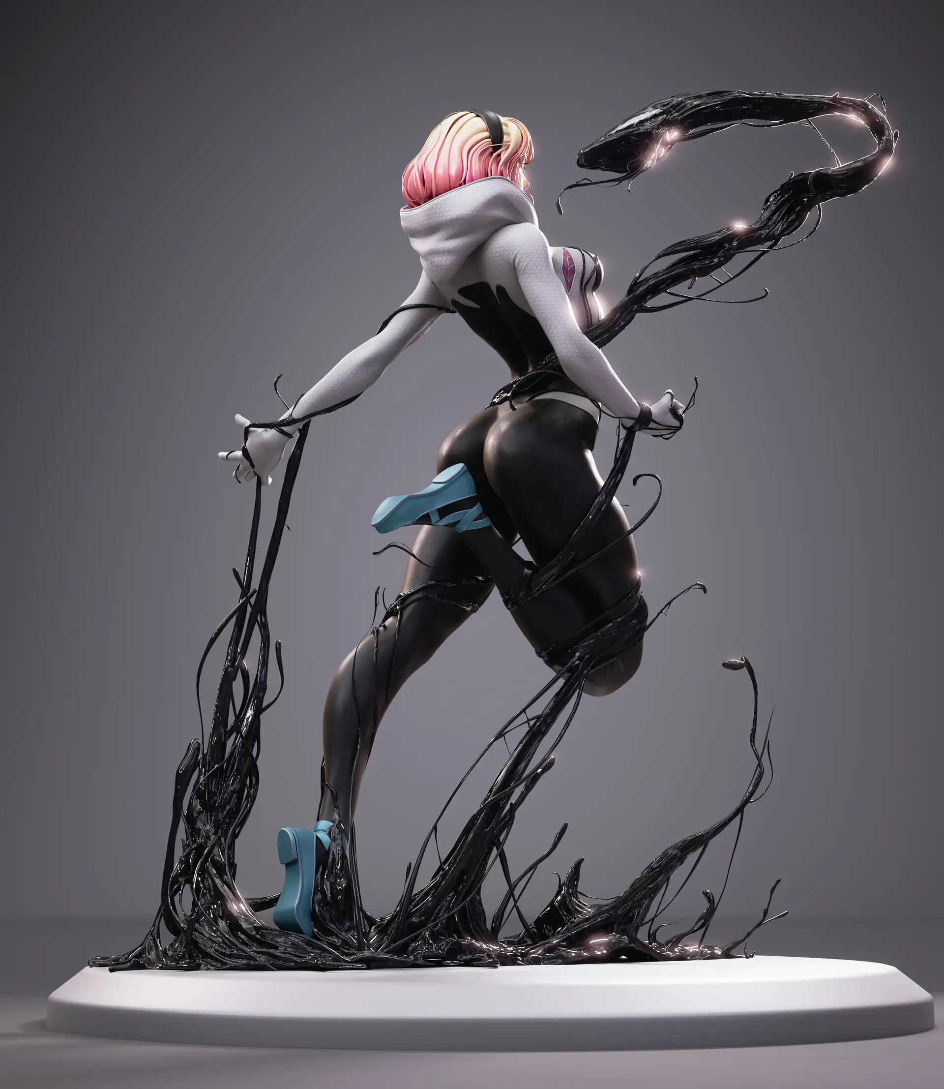 漫威漫画封面3D化!艺术家杨彬用ZBrush+虚幻引擎重现《蜘蛛格温与共生体》-次世代模型库 漫威漫画封面3D化!艺术家杨彬用ZBrush+虚幻引擎重现《蜘蛛格温与共生体》-次世代模型库