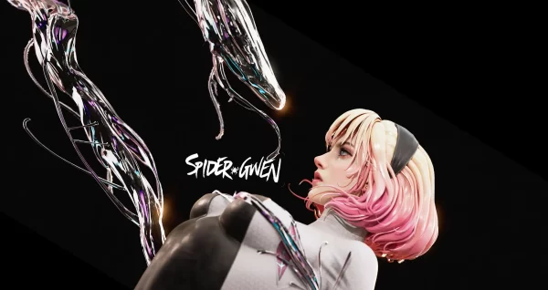 ​漫威漫画封面3D化！艺术家杨彬用ZBrush+虚幻引擎重现《蜘蛛格温与共生体》​​