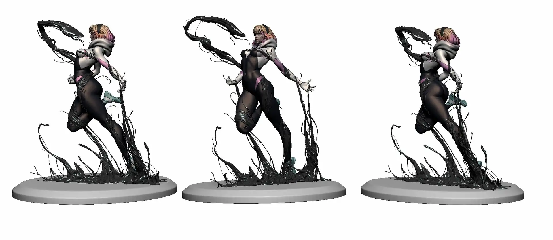 ​漫威漫画封面3D化！艺术家杨彬用ZBrush+虚幻引擎重现《蜘蛛格温与共生体》​​-次世代模型库