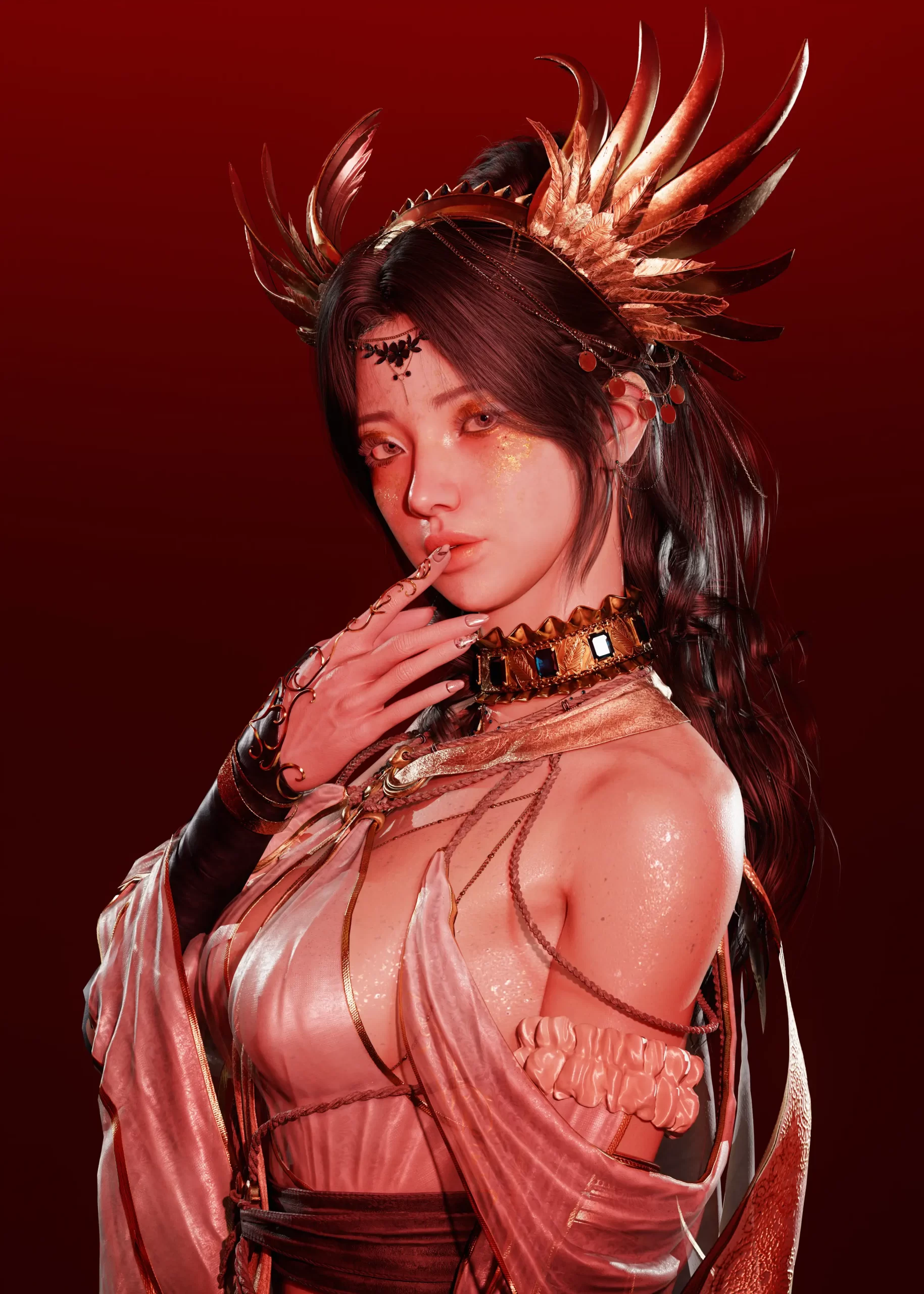 融合了东西方美学的3D 奇幻女祭司角色