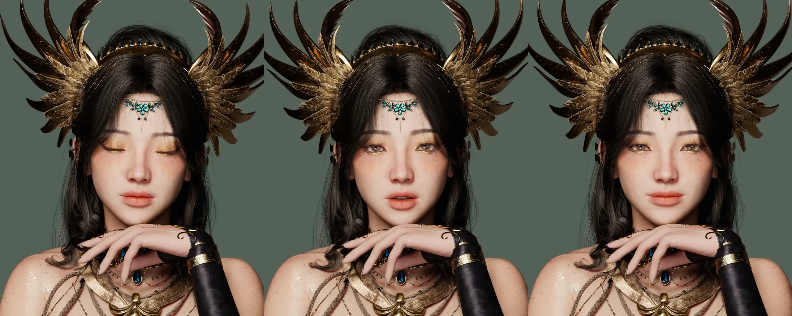 融合了东西方美学的3D 奇幻女祭司角色