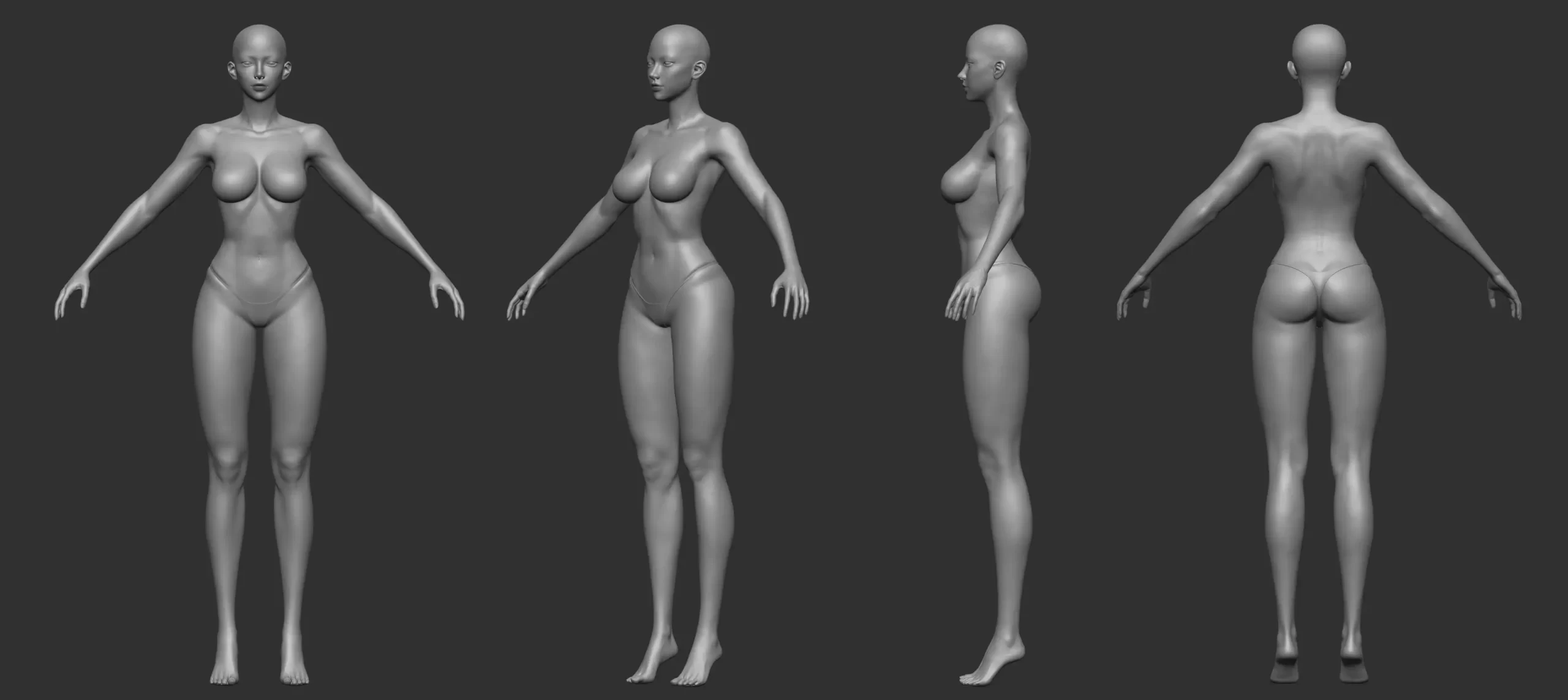 融合东西方美学的3D奇幻女祭司角色:李东贤的3D角色美学与技术工作流揭秘-次世代模型库 3D 奇幻女祭司角色全身制作雕刻效果各角度展示