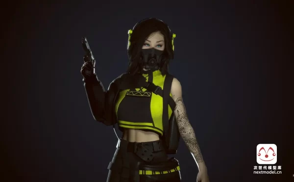 赛博朋克风格女孩游戏角色