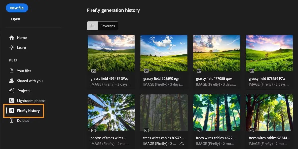 Photoshop 26.11主界面查看 Firefly 生成历史 Photoshop 26.11主界面查看 Firefly 生成历史