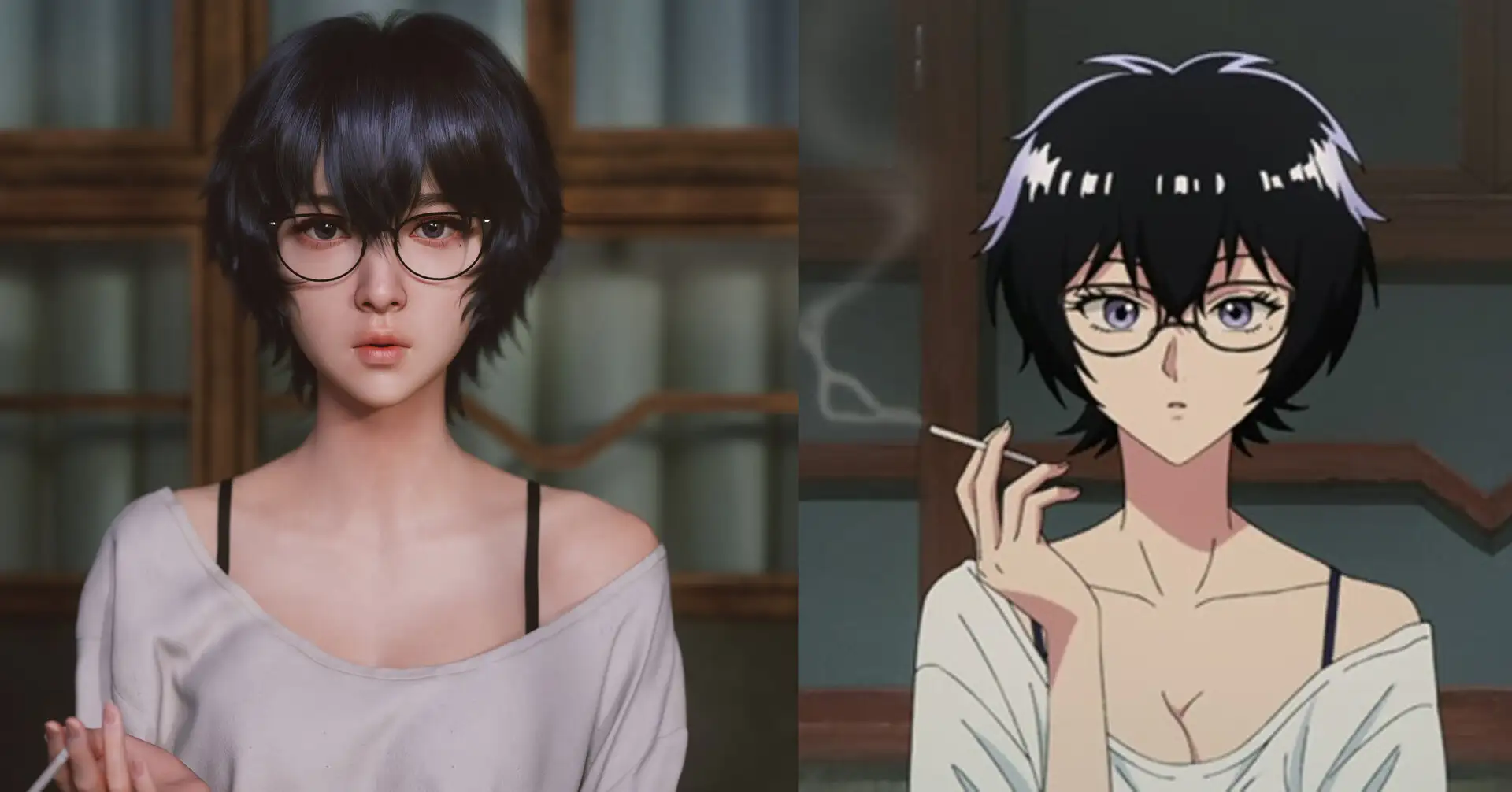 Reiko 漫画3D对比