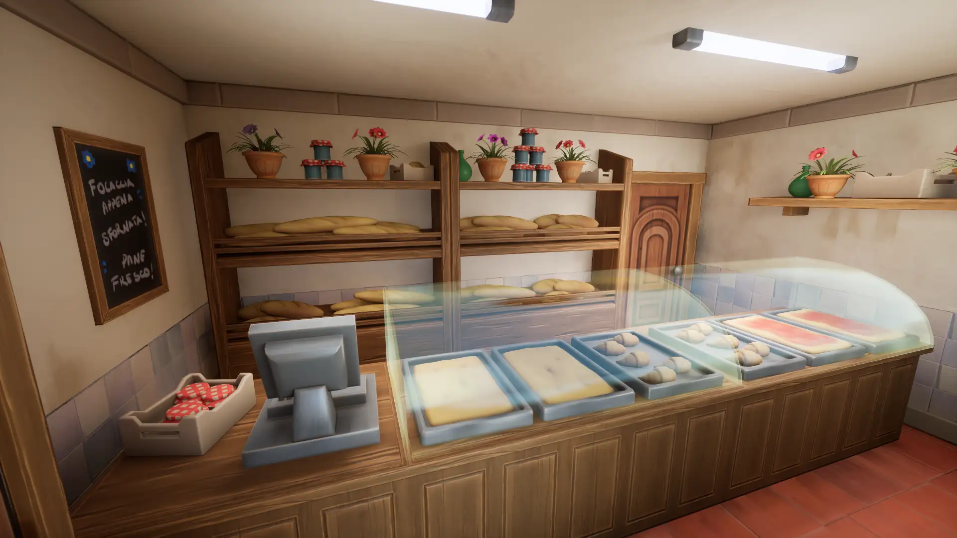 小镇商店的室内场景陈列渲染