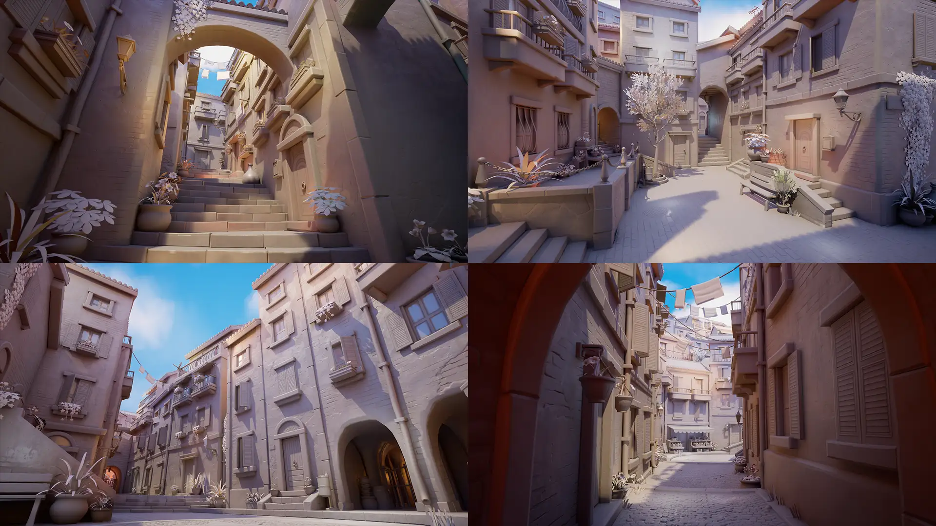 风格化小镇创作过程中不同街道的照明效果