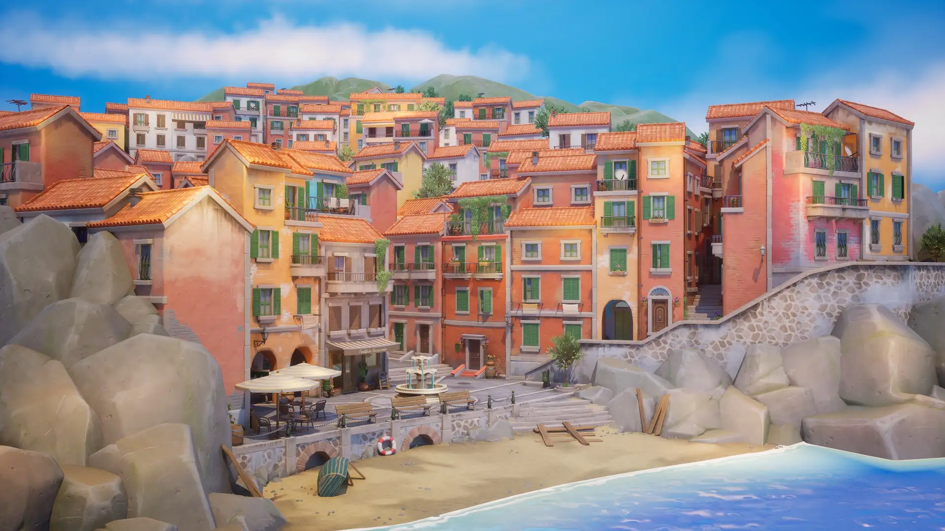 风格化创作的意大利小镇全貌