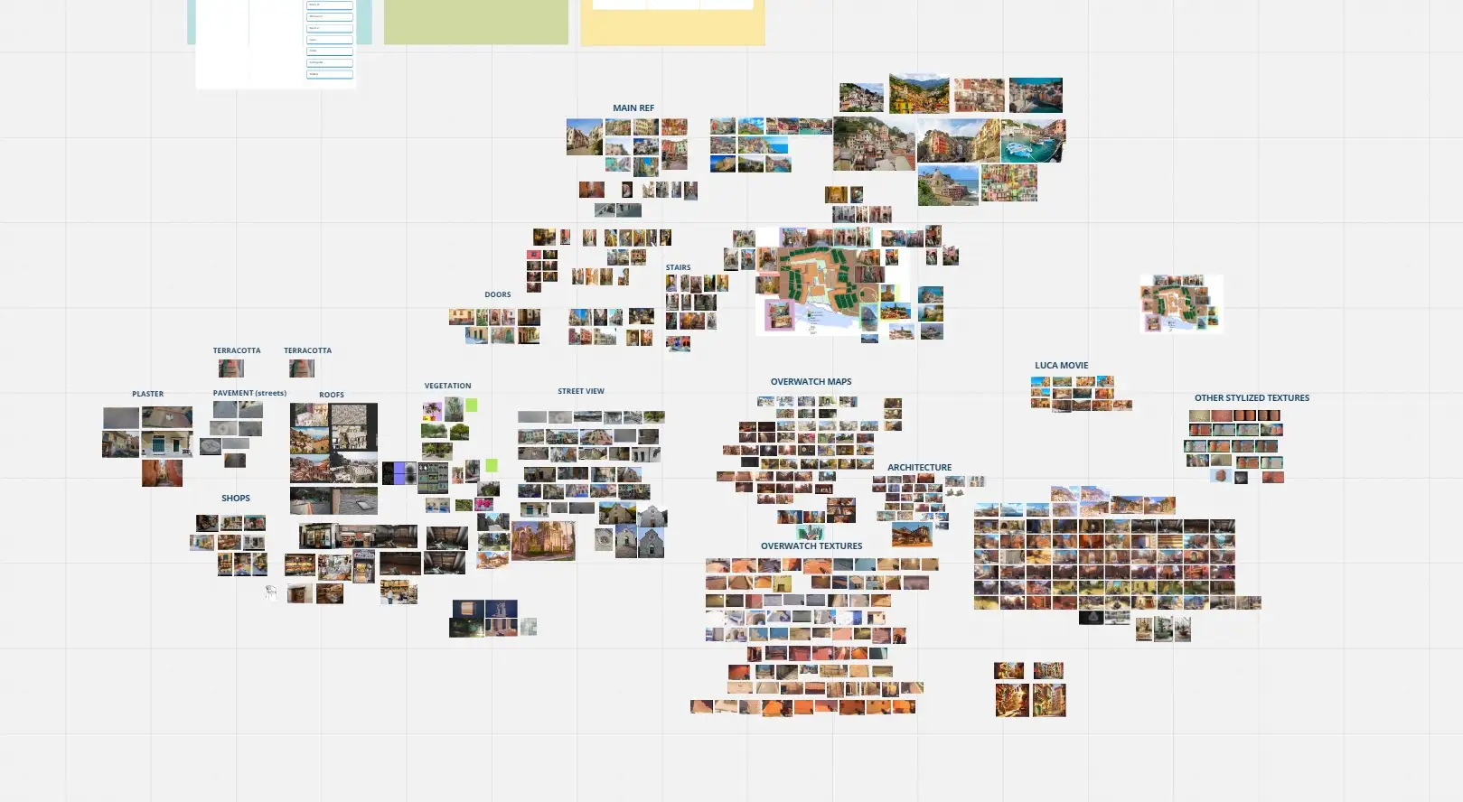 创作意大利小镇时收集的资料展示