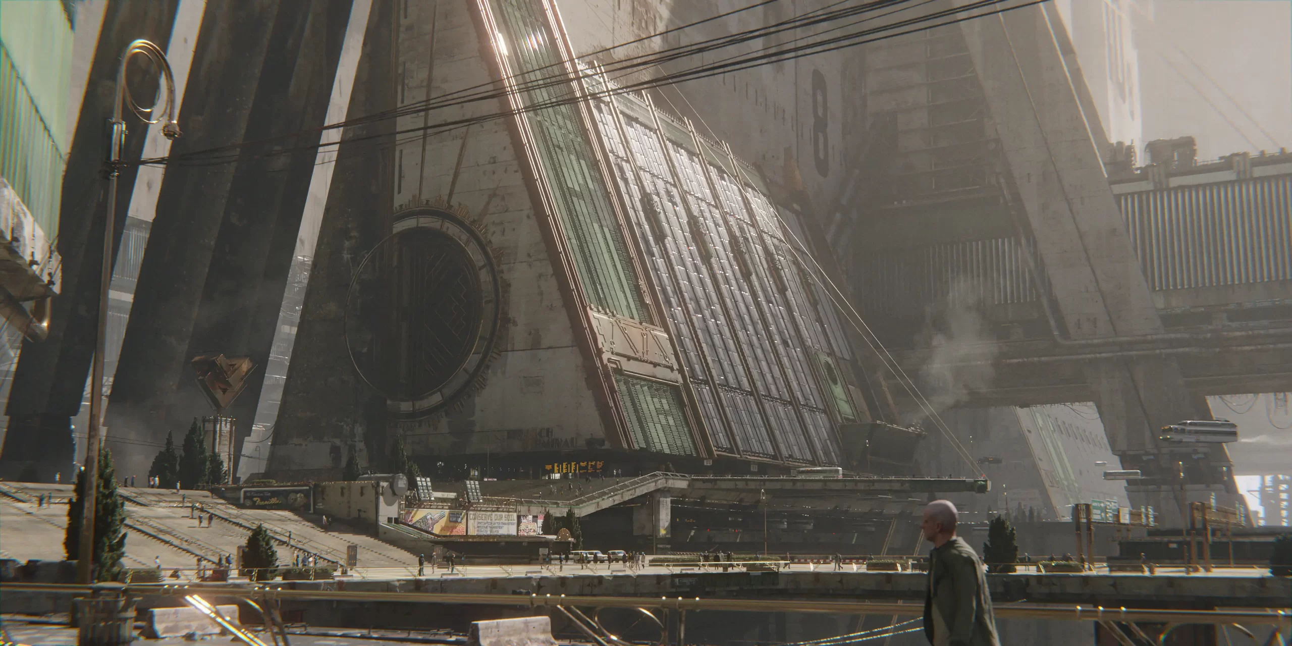 Blender 制作的粗野主义三拱航站楼概念艺术渲染图 Blender 制作的粗野主义三拱航站楼概念艺术渲染图