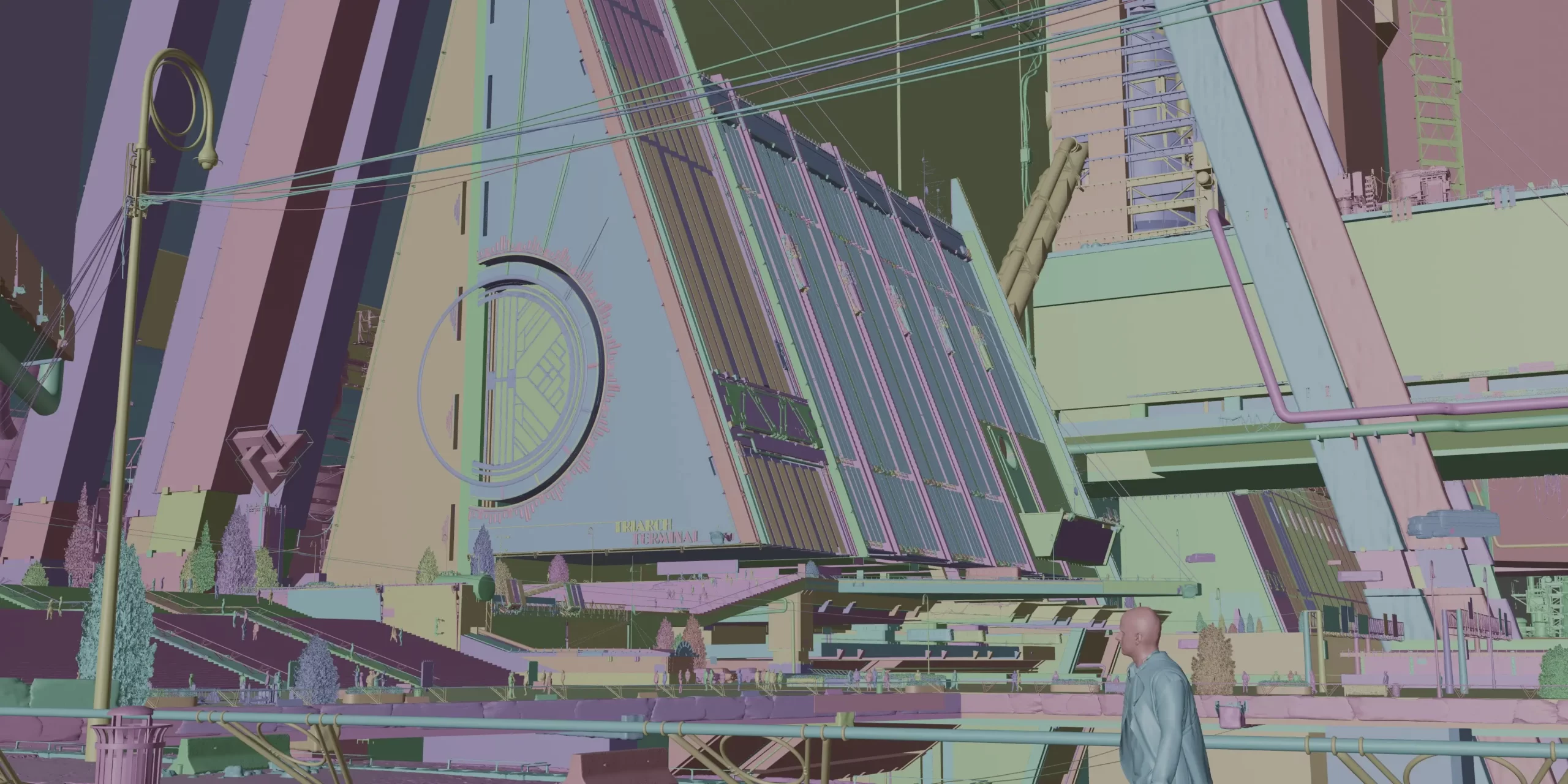 使用 Blender 设计粗野主义航站楼|3D 环境概念艺术全流程-次世代模型库 三拱航站楼白模