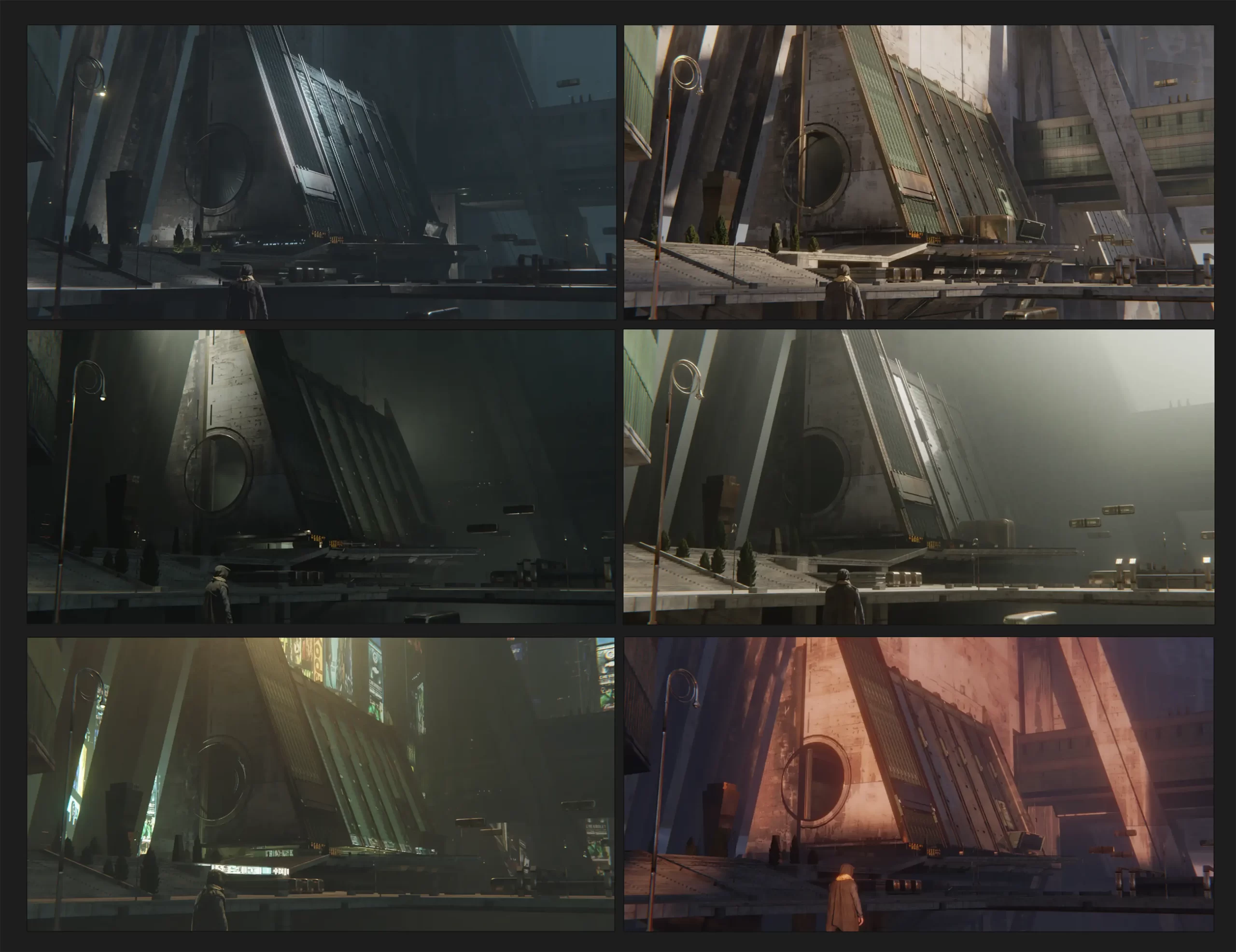 使用 Blender 设计粗野主义航站楼|3D 环境概念艺术全流程-次世代模型库 场景最终的灯光与渲染效果图