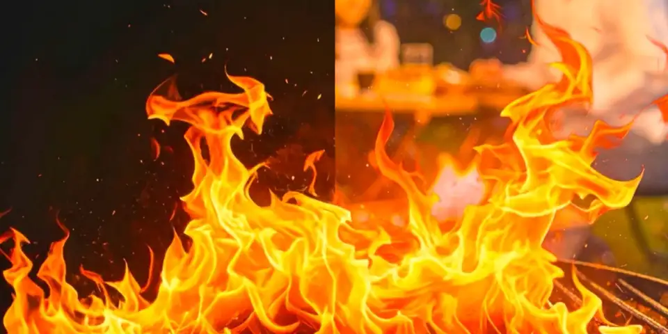 Unmult 抠像前后对比：去除黑底保留烟雾细节