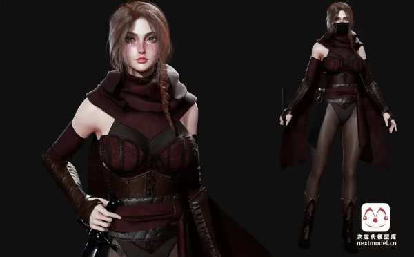 模块化中世纪刺客少女角色