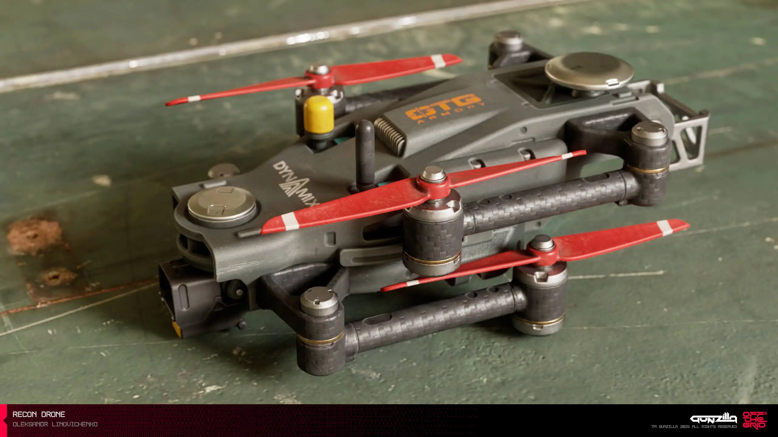 硬表面建模大师 Oleksandr Linovichenko 专访:AAA武器与载具创作秘籍-次世代模型库 硬表面建模无人机模型